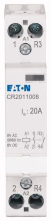 Eaton CR Installation Contactor, 8 V ac/dc Coil, 20 A, 1NO+1NC [193909 CR2011008]; 250-9823
