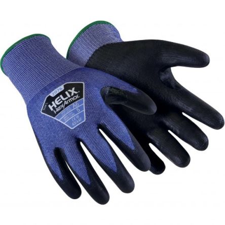 Hexarmor Black, Blue HPPE Cut Resistant Cut Resistant Gloves, Size 7, Polyurethane Coating [6066007]; 251-1034