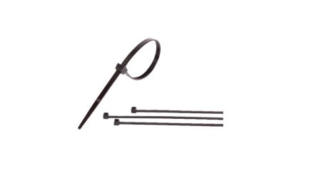 HellermannTyton Cable Tie, 100mm x 2.5 mm, Black Nylon, Pk-100 [GL100(111-01565)]; 251-1849