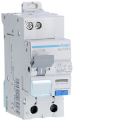 Hager RCBO, 32A Current Rating, 1P Poles, 30mA Trip Sensitivity, Type AC [ADC732F]; 251-2019