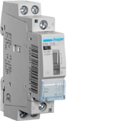 Hager ERL Contactor Relay, 12 V ac Coil, 2-Pole, 16 A, 3 kW, 1NO+1NC [ERL218]; 251-2042