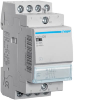 Hager ESD Contactor, 24 V Coil, 4-Pole, 25 A, 4.6 kW, 4NC [ESD426]; 251-2045