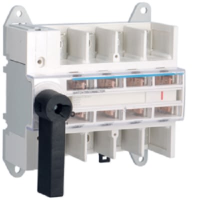 Hager 4P Pole DIN Rail Isolator Switch - 125A Maximum Current, 45kW Power Rating, IP00 [HA406N]; 251-2049