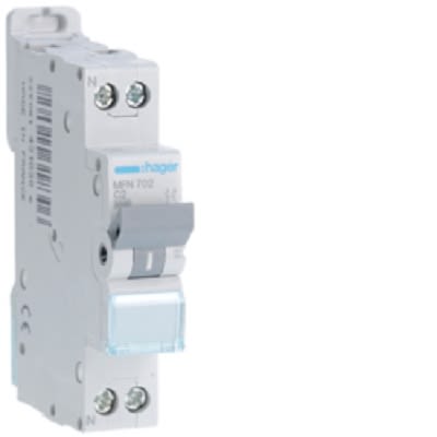 Hager Electronic Circuit Breaker 2A MFN, 1 channels [MFN702]; 251-2065