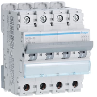 Hager Electronic Circuit Breaker 10A NKN, 4 channels [NKN410]; 251-2082
