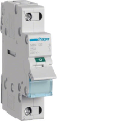 Hager SBN Series Modular Switch, (On)-Off, DIN Rail, NC/NO, 440V, IP20 [SBN132]; 251-2087