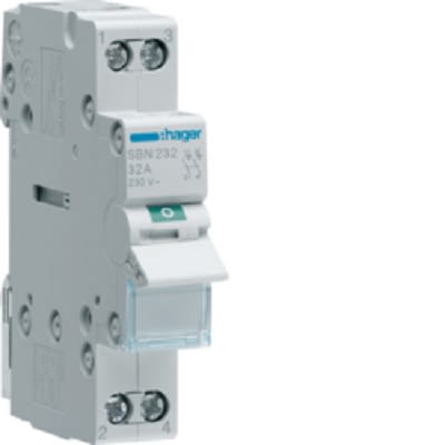 Hager SBN Series Modular Switch, (On)-Off, DIN Rail, NC/NO, 440V, IP20 [SBN232]; 251-2088