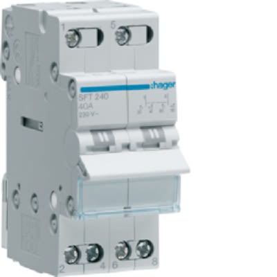 Hager SBN Series Modular Switch, Changeover, DIN Rail, DP3T, 440V, IP20 [SFT240]; 251-2091