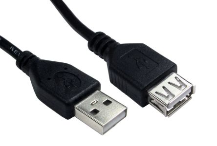 RS PRO USB 2.0, Male USB A to Female USB A, 1.8m [0]; 251-3228