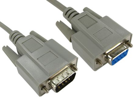 RS PRO Male 9 Pin D-sub to Female 9 Pin D-sub Serial Cable, 2m [0]; 251-3278