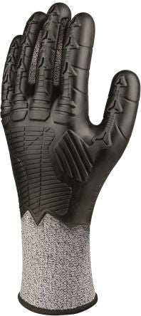 Delta Plus Black Fibres Cut Resistant General Handling Gloves, Size 10, Thermoplastic Rubber Coating [VV921NO10]; 251-7525