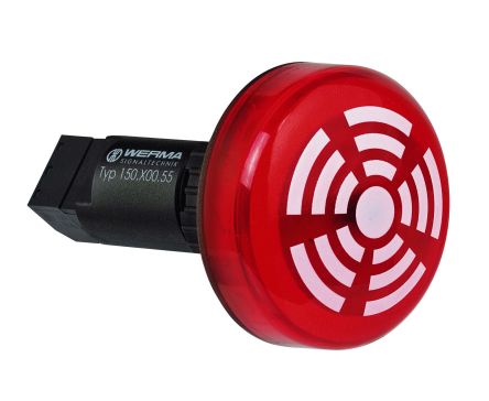 Werma 150 Series Red Continuous lighting Beacon, 115 V, Built-in Mounting, LED Bulb [150.100.67]; 251-7987