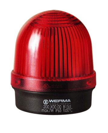 Werma 200 Series Red Continuous lighting Beacon, 12 → 230 V, Base Mount, Filament Bulb, IP65 [200.100.00]; 251-7994