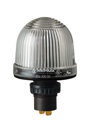 Werma 206 Series Clear Continuous lighting Beacon, 48 V, Built-in Mounting, Filament Bulb [206.400.00]; 251-8032