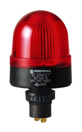 Werma 207 Series Red Continuous lighting Beacon, 115 V, Built-in Mounting, LED Bulb [207.100.67]; 251-8033