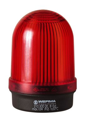 Werma 210 Series Red Continuous lighting Beacon, 12 → 230 V, Base Mount, BA 15d Bulb, IP65 [210.100.00]; 251-8062