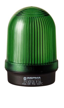 Werma 210 Series Green Continuous lighting Beacon, 12 → 230 V, Base Mount, BA 15d Bulb, IP65 [210.200.00]; 251-8063