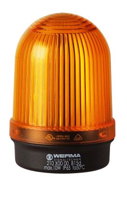 Werma 210 Series Yellow Continuous lighting Beacon, 12 → 230 V, Base Mount, BA 15d Bulb, IP65 [210.300.00]; 251-8065