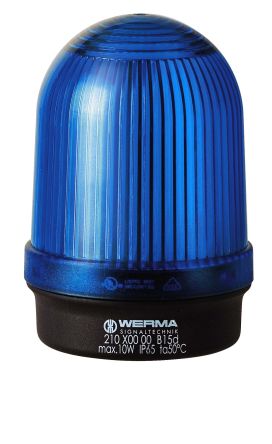 Werma 210 Series Blue Continuous lighting Beacon, 12 → 230 V, Base Mount, BA 15d Bulb, IP65 [210.500.00]; 251-8067