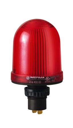 Werma 216 Series Red Continuous lighting Beacon, 48 V, Built-in Mounting, Filament Bulb [216.100.00]; 251-8106