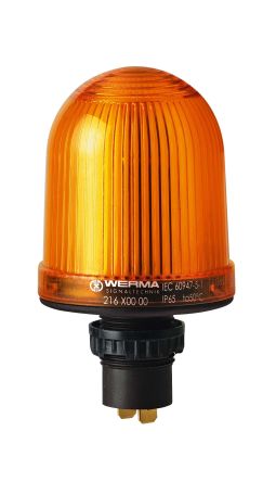 Werma 216 Series Yellow Continuous lighting Beacon, 48 V, Built-in Mounting, Filament Bulb [216.300.00]; 251-8108