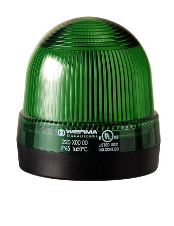 Werma 220 Series Green Continuous lighting Beacon, 12 → 230 V, Base Mount, Filament Bulb, IP65 [220.200.00]; 251-8134