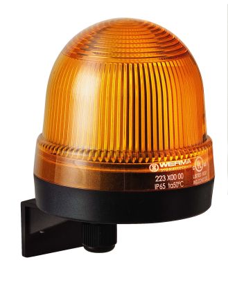 Werma 223 Series Yellow Continuous lighting Beacon, 12 → 230 V, Wall Mount, Filament Bulb [223.300.00]; 251-8157