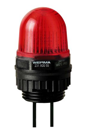 Werma 231 Series Red Continuous lighting Beacon, 230 V, Built-in Mounting, LED Bulb [231.100.68]; 251-8190