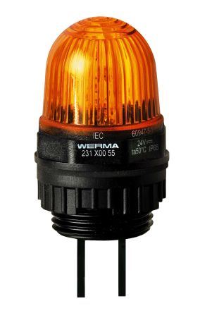 Werma 231 Series Yellow Continuous lighting Beacon, 230 V, Built-in Mounting, LED Bulb [231.300.68]; 251-8197