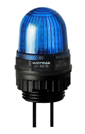 Werma 231 Series Blue Continuous lighting Beacon, 12 V, Built-in Mounting, LED Bulb [231.500.54]; 251-8202