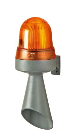 Werma 424 Series Yellow Horn Beacon, 230 V, IP65, Wall Mount, 98dB at 1 Metre [424.320.68]; 251-8308