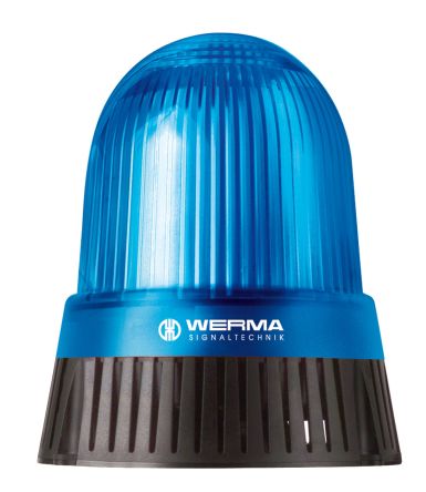 Werma 430 Series Blue Sounder Beacon, 24 V, IP65, Base Mount, 114dB at 1 Metre [430.500.75]; 251-8324