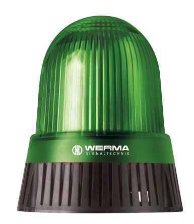 Werma 431 Series Green Sounder Beacon, 24 V, IP65, Base Mount, 114dB at 1 Metre [431.200.75]; 251-8328