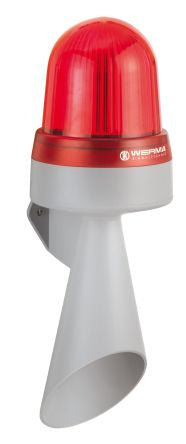 Werma 434 Series Red Horn Beacon, 24 V, IP65, Wall Mount, 114dB at 1 Metre [434.100.75]; 251-8356