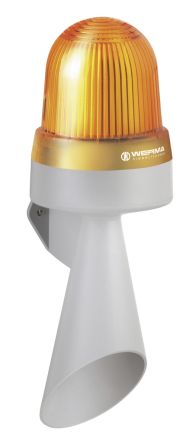 Werma 435 Series Yellow Horn Beacon, 24 V, IP65, Wall Mount, 114dB at 1 Metre [435.300.75]; 251-8369