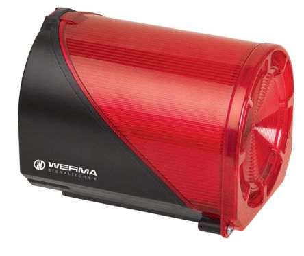Werma 444 Series Red Sounder Beacon, 115 V, IP65, Base Mount, Wall Mount, 98dB at 1 Metre [444.100.67]; 251-8403