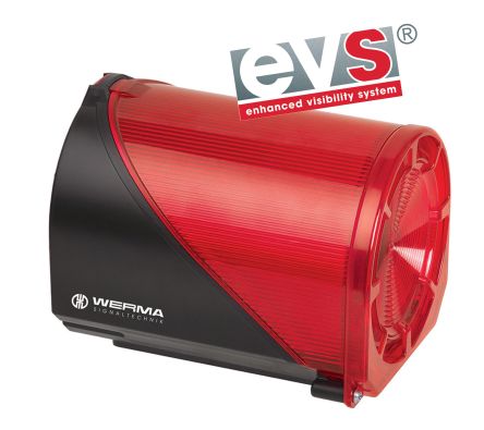 Werma 444 Series Red Sounder Beacon, 24 V, IP65, Base Mount, Wall Mount, 114dB at 1 Metre [444.110.75]; 251-8407