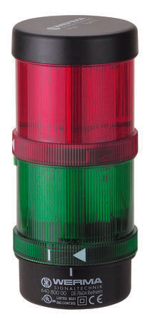 Werma KS71 Series Green, Red Signal Tower, 2 Lights, 115 V, Base Mount, Wall Mount [649.240.03]; 251-8548