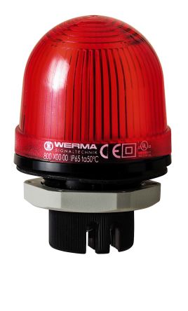 Werma 802 Series Red Flashing Beacon, 24 V, Built-in Mounting, Xenon Bulb [802.100.55]; 251-8584