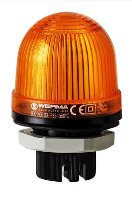 Werma 802 Series Yellow Flashing Beacon, 230 V, Built-in Mounting, Xenon Bulb [802.300.68]; 251-8589