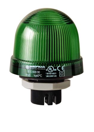 Werma 816 Series Green Continuous lighting Beacon, 24 V, Built-in Mounting, LED Bulb [816.200.55]; 251-8596
