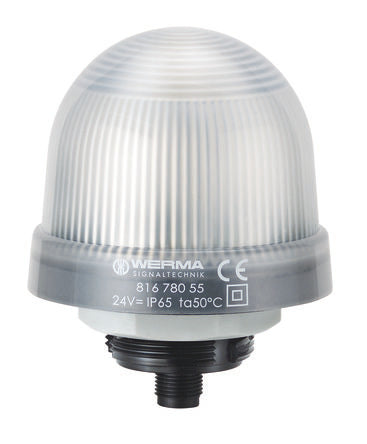 Werma 816 Series Blue, Green, Red, White, Yellow Continuous lighting Beacon, 24 V, Built-in Mounting, LED Bulb, IP65 [816.780.55]; 251-8607