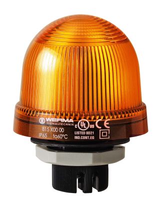 Werma 817 Series Yellow Flashing Beacon, 115 V, Built-in Mounting, Xenon Bulb [817.300.67]; 251-8612