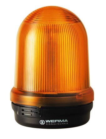 Werma 826 Series Yellow Continuous lighting Beacon, 24 V, Base Mount, Incandescent Bulb [826.310.55]; 251-8617