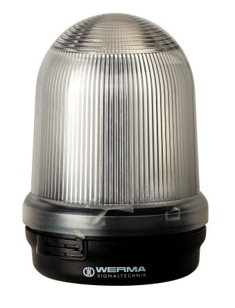 Werma 826 Series Clear Continuous lighting Beacon, 24 V, Base Mount, Incandescent Bulb [826.410.55]; 251-8620