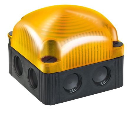 Werma 853 Series Yellow Continuous lighting Beacon, 48 V, Base Mount/ Wall Mount, LED Bulb [853.300.66]; 251-8844