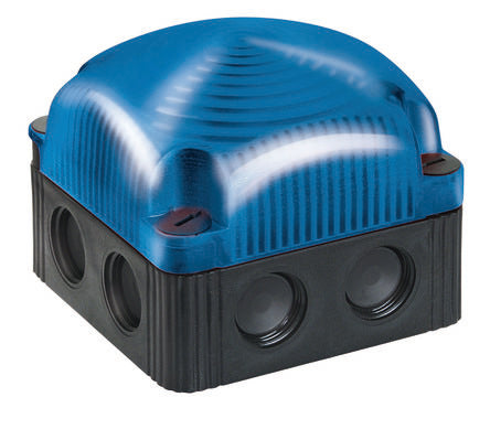 Werma 853 Series Blue Double Flashing Beacon, 24 V, Base Mount/ Wall Mount, LED Bulb, IP66, IP67 [853.510.55]; 251-8868