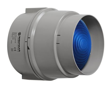 Werma 890 Series Blue Continuous lighting Beacon, 12 → 230 V, Base Mount/ Wall Mount, Filament Bulb [890.500.00]; 251-8903