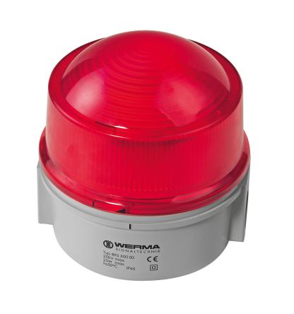 Werma 897 Series Red Flashing Beacon, 24 V, Base Mount/ Wall Mount, Xenon Bulb [897.100.55]; 251-8909