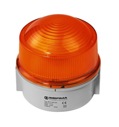 Werma 897 Series Yellow Flashing Beacon, 24 V, Base Mount/ Wall Mount, Xenon Bulb [897.300.55]; 251-8911